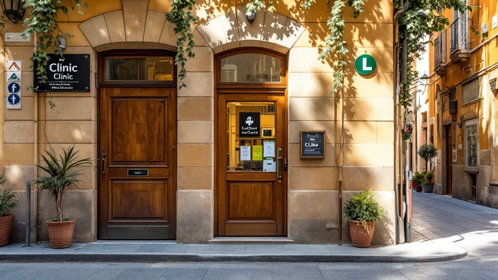 Portal de un bajo en una calle peatonal del centro histórico de Valencia